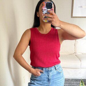 August Silk Red Knit Tank Top